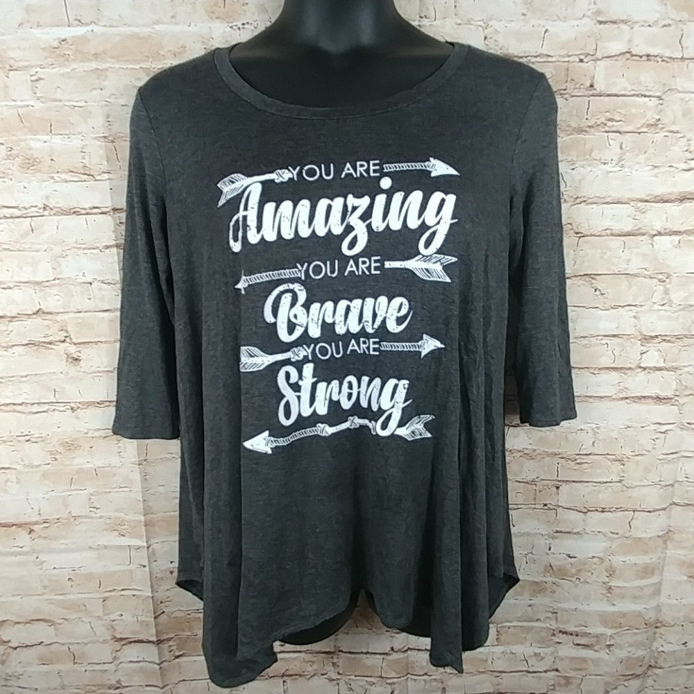 Hippie chic long sleeve bell motivational print 1X